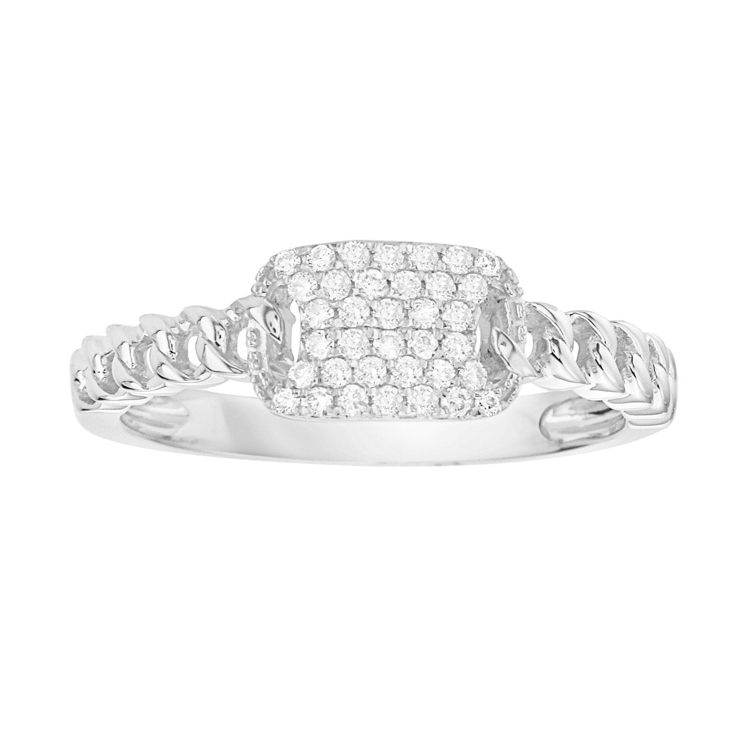 14K White Gold Tag Ring, 0.13ct