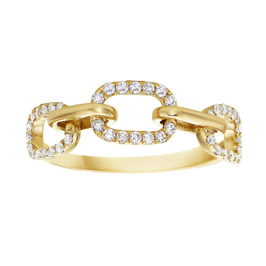 14K Yellow Gold Chain Link Ring, 0.23ct