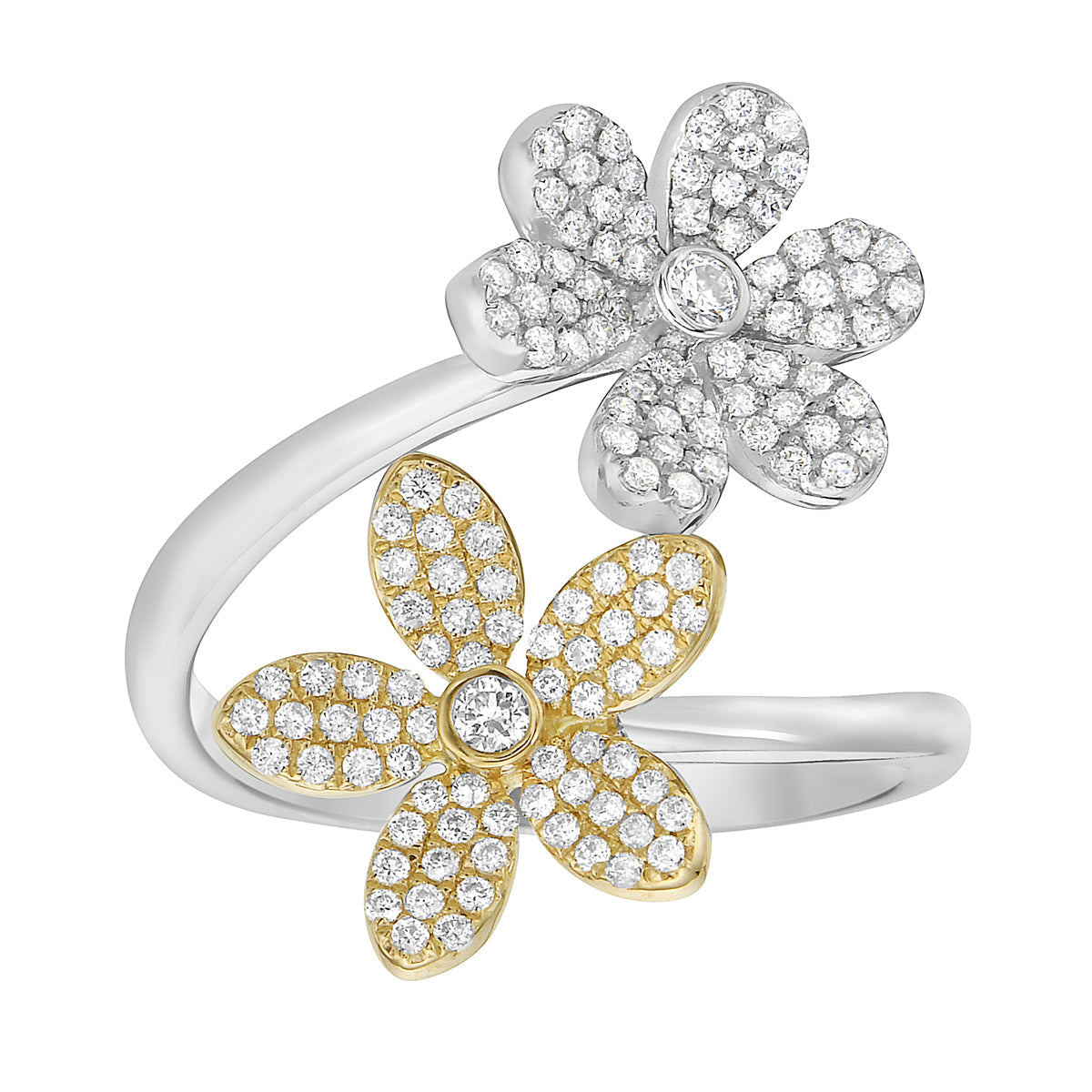 14K White and Yellow Gold Diamond Ring, 0.50ct