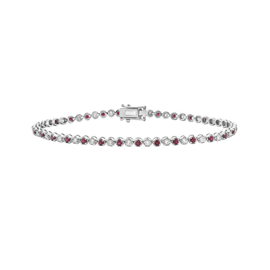 14K White Gold Ruby Bracelet, 1.06ct
