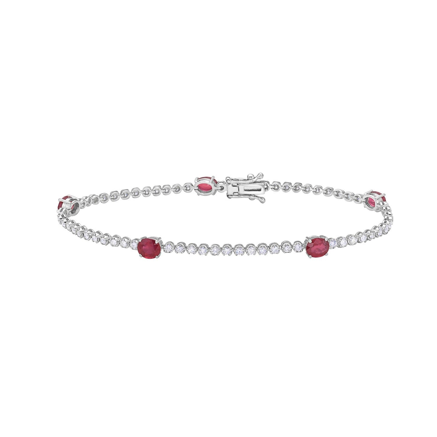 14K White Gold Ruby and Diamond Bracelet, 2.15ct