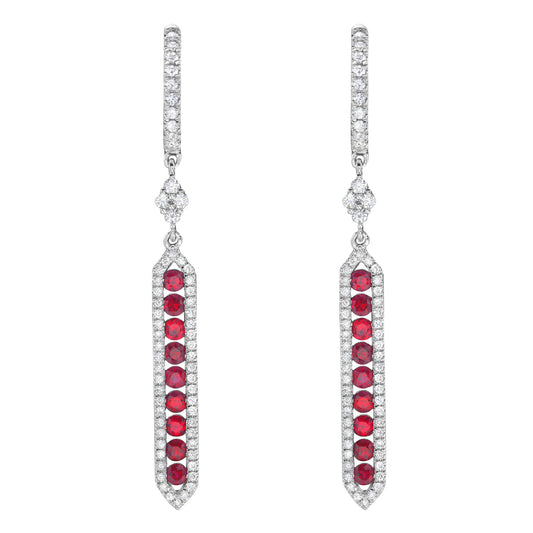 14K White Gold Ruby Earrings, 0.89ct
