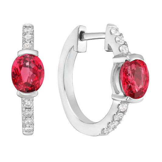 14K White Gold Ruby Earrings, 0.82ct