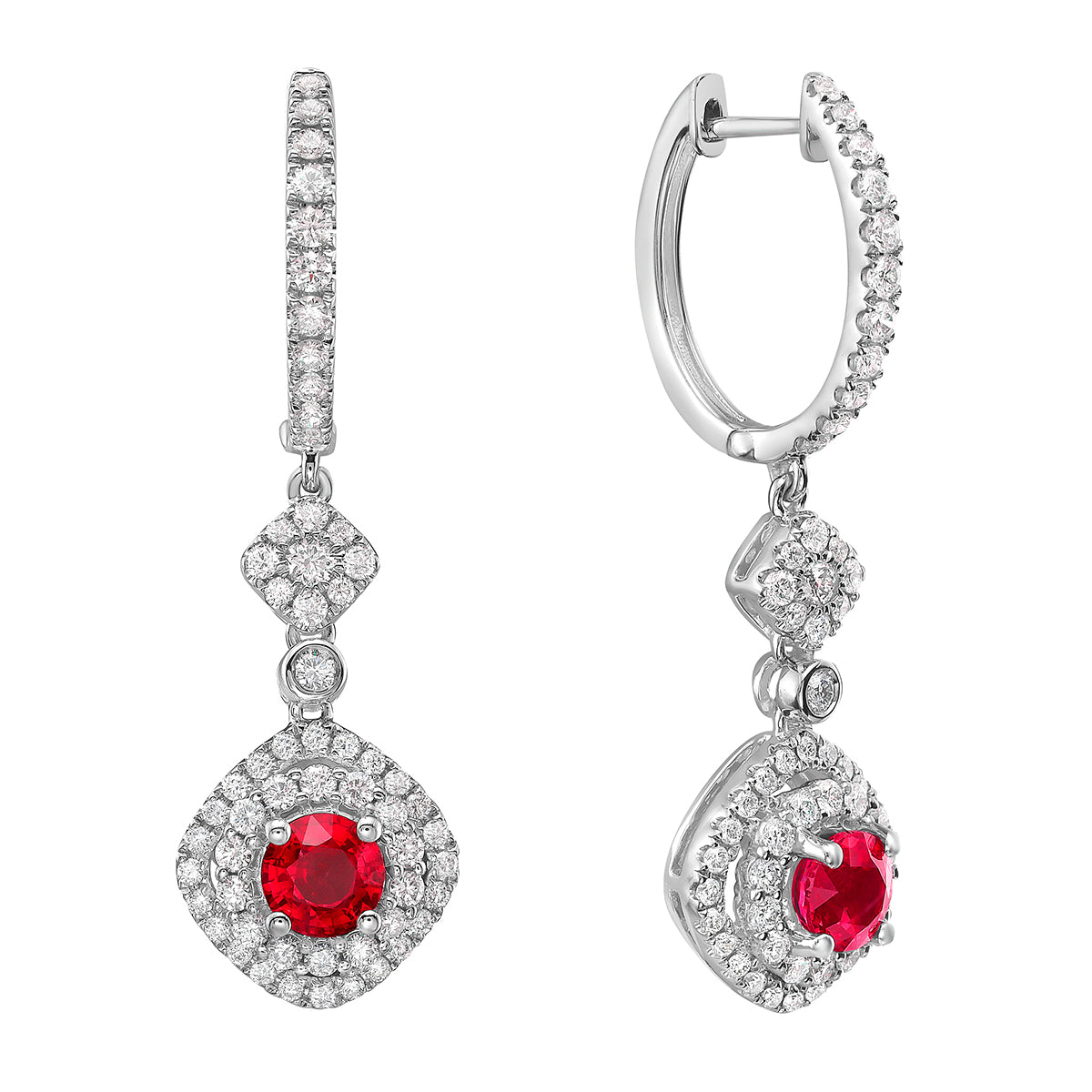 14K White Gold Ruby Earrings, 1.33ct