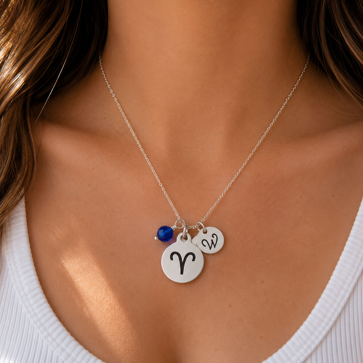 Aries Zodiac Personalized Sterling Silver Necklace