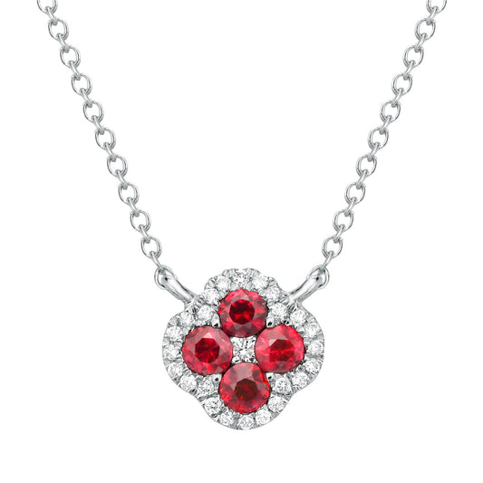14K White Gold Ruby Pendant, 0.21ct