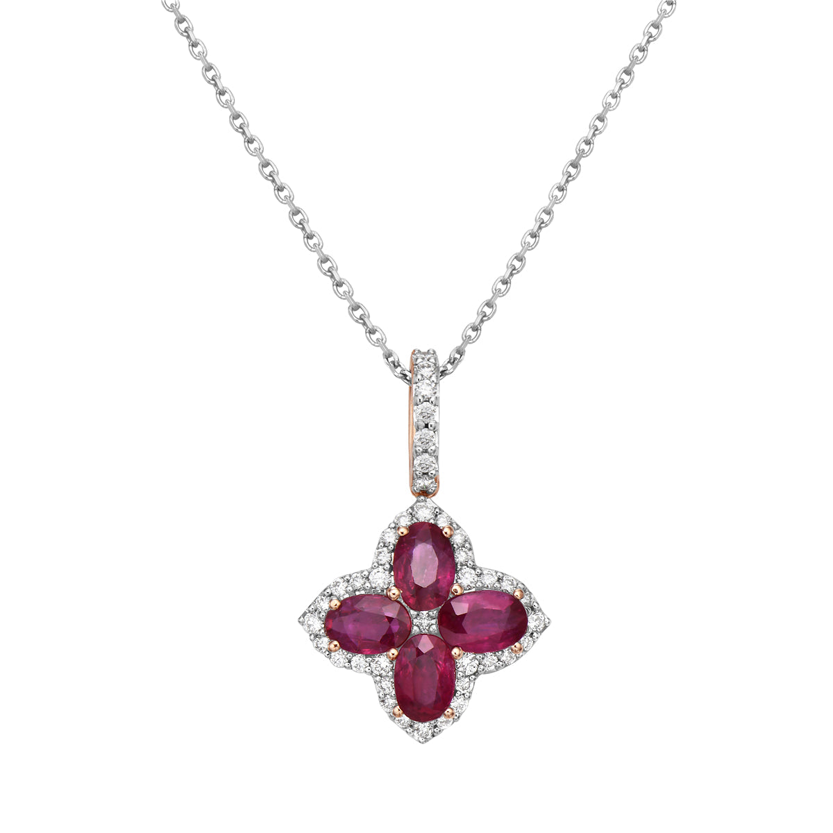 14K Rose Gold Ruby and Diamond Pendant, 2.3ct