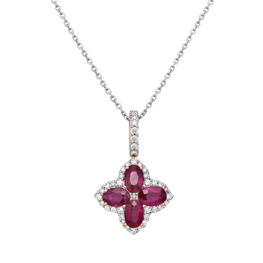 14K Rose Gold Ruby and Diamond Pendant, 2.3ct