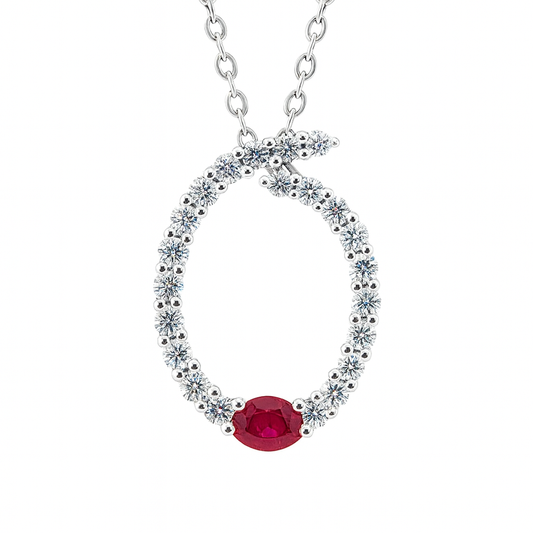 14K White Gold Ruby Pendant, 0.43ct
