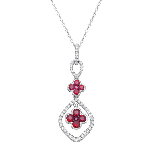 14K White Gold Ruby Pendant, 0.63ct