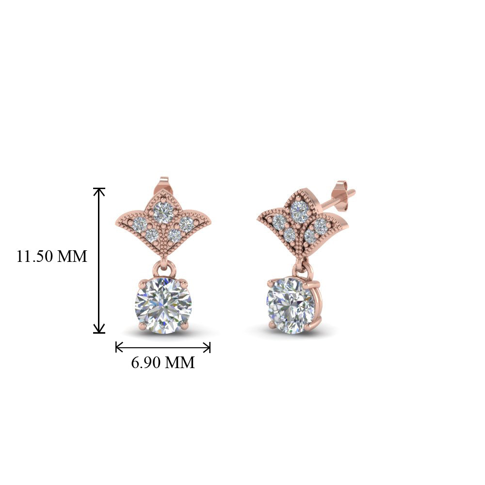 Art Deco Inspired Round Drop Earring Half Carat