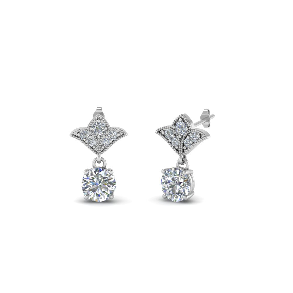 Art Deco Inspired Round Drop Earring Half Carat