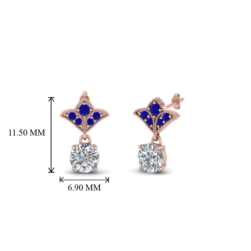 Art Deco Inspired Round Drop Earring Half Carat