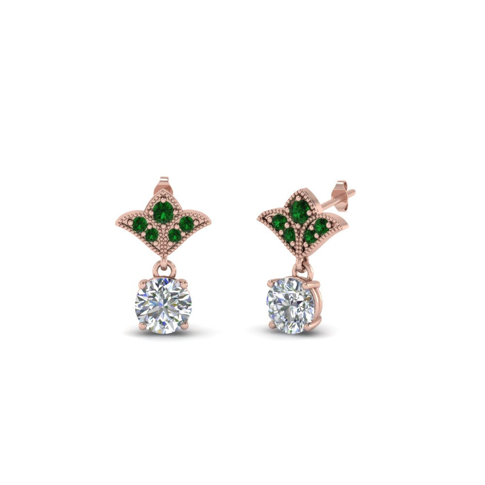 Art Deco Inspired Round Drop Earring Half Carat