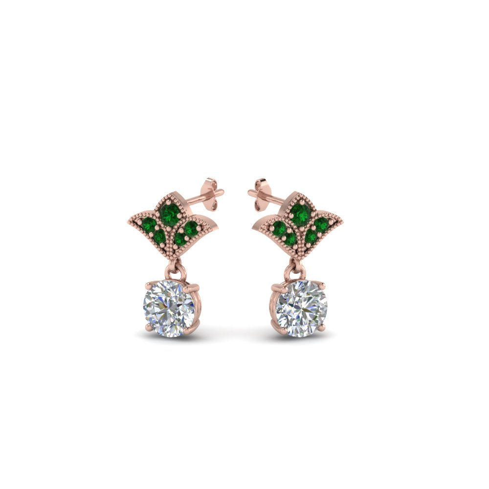 Art Deco Inspired Round Drop Earring Half Carat