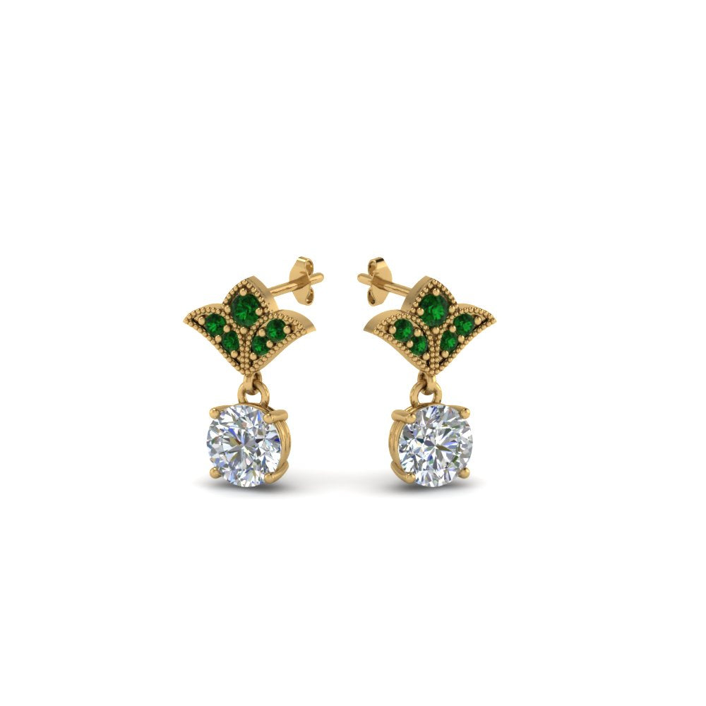 Art Deco Inspired Round Drop Earring Half Carat