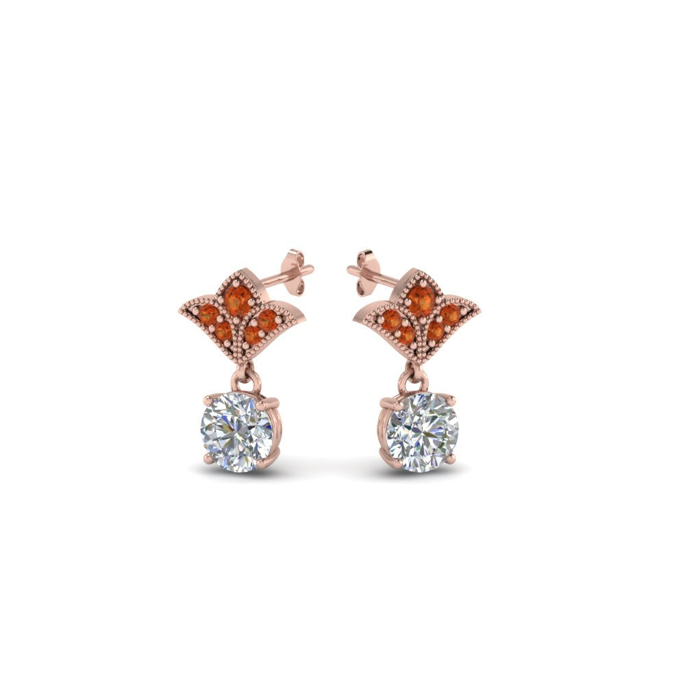 Art Deco Inspired Round Drop Earring Half Carat