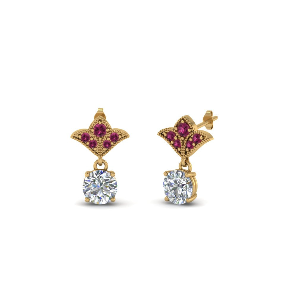 Art Deco Inspired Round Drop Earring Half Carat
