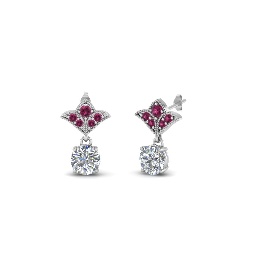 Art Deco Inspired Round Drop Earring Half Carat