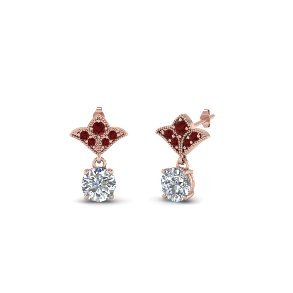 Art Deco Inspired Round Drop Earring Half Carat