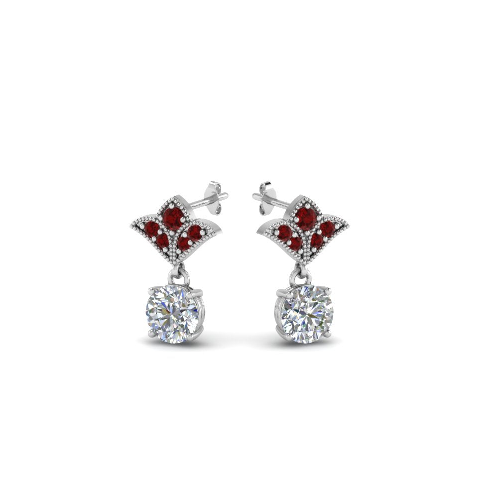 Art Deco Inspired Round Drop Earring Half Carat