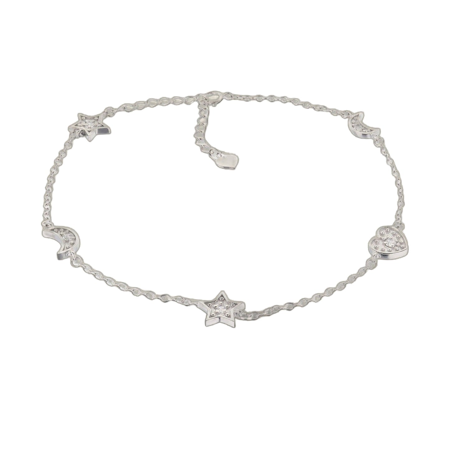 Moon Stars and Heart Anklet