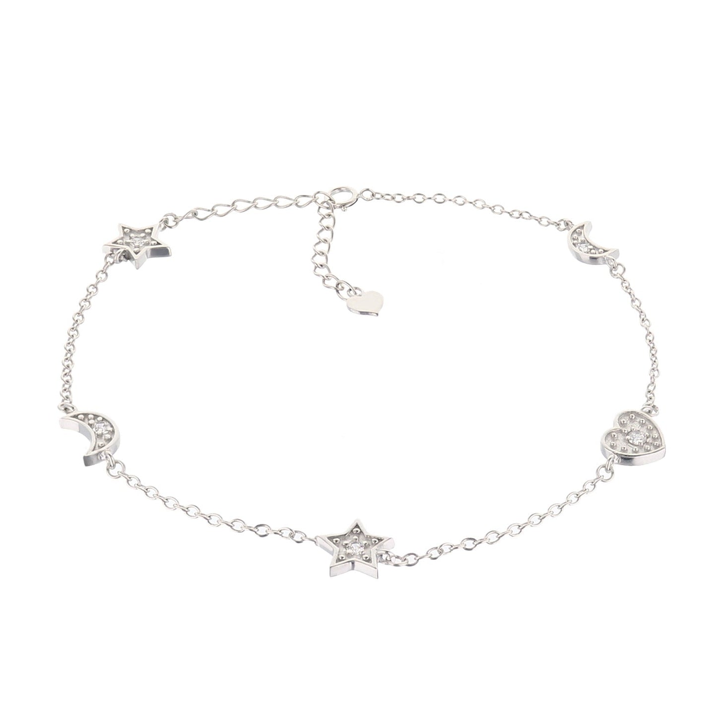 Moon Stars and Heart Anklet