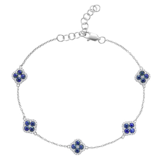 14K White Gold Blue Sapphire Bracelet, 0.86ct