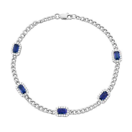 14K White Gold Sapphire and Diamond Bracelet, 1.76ct