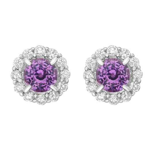 14K White Gold Pink Sapphire Earrings, 0.74ct