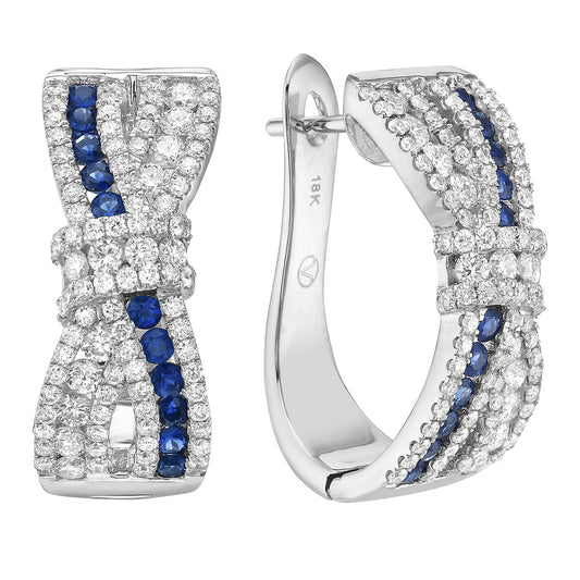 14K White Gold Blue Sapphire Earrings, 1.53ct