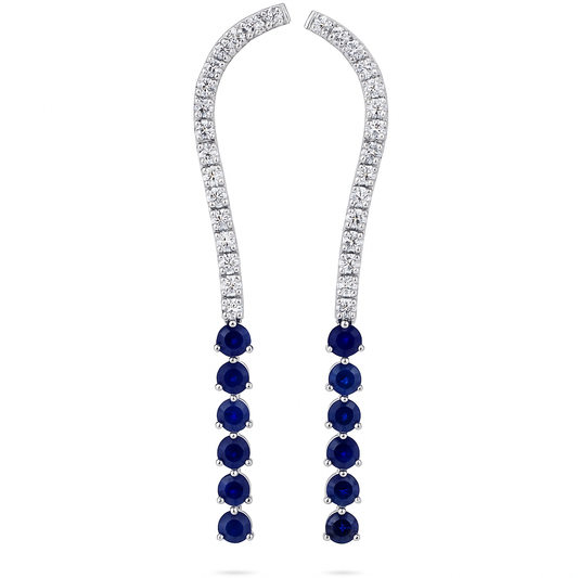 14K White Gold Blue Sapphire Earrings, 3.35ct