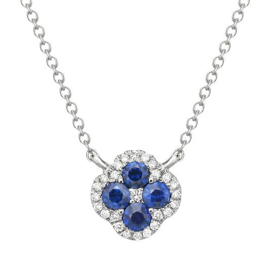 14K White Gold Blue Sapphire Pendant, 0.26ct