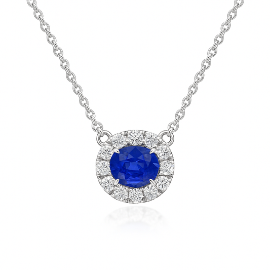 14K White Gold Blue Sapphire Pendant, 0.75ct