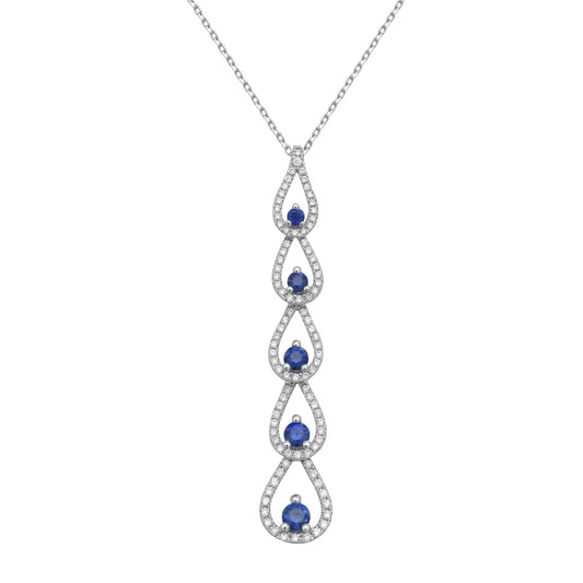 14K White Gold Blue Sapphire Pendant, 0.64ct