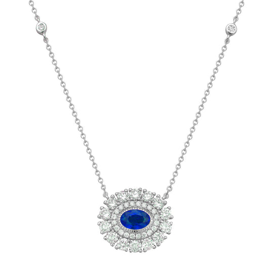 14K White Gold Blue Sapphire Pendant, 0.56ct