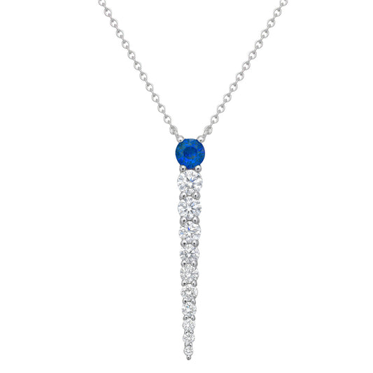 14K White Gold Blue Sapphire Pendant, 0.18ct