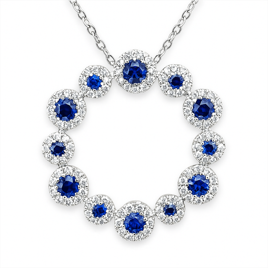 18K White Gold Blue Sapphire Pendant, 0.72ct