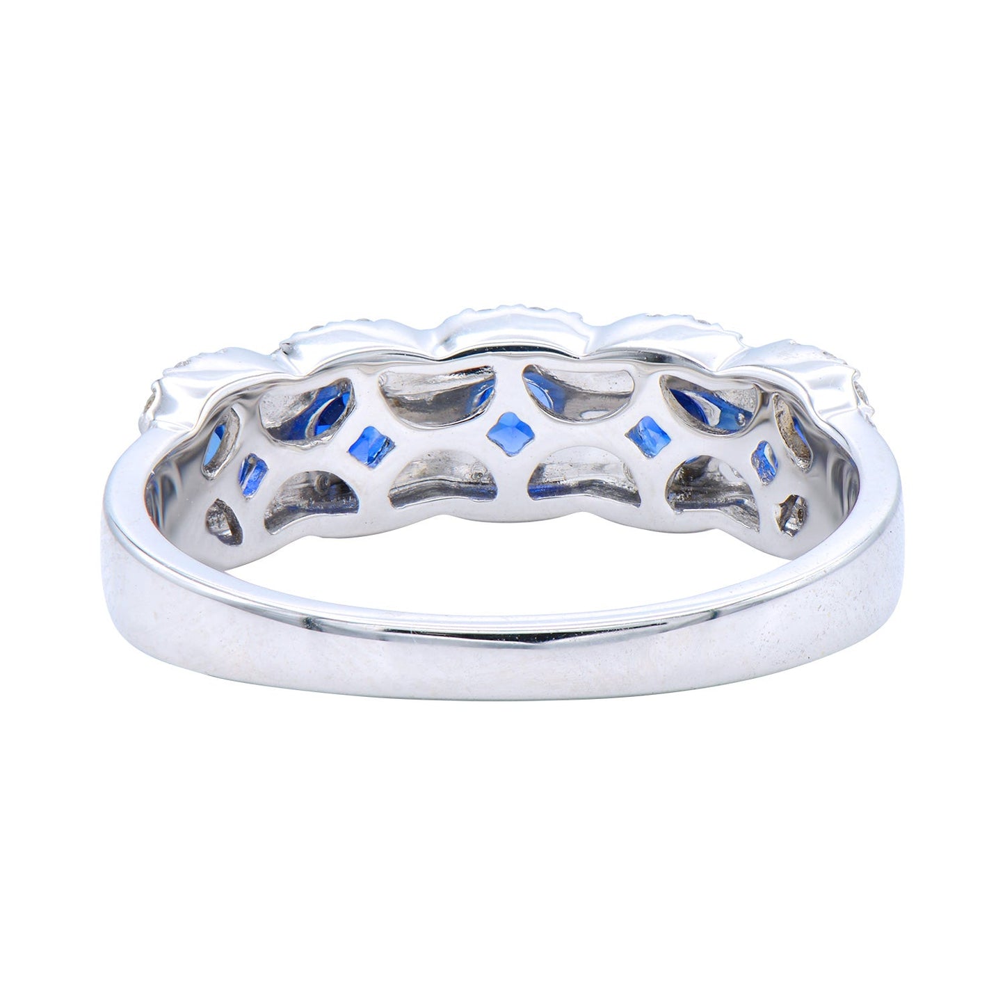 14K White Gold Sapphire with Diamond Halo Ring, 0.82ct