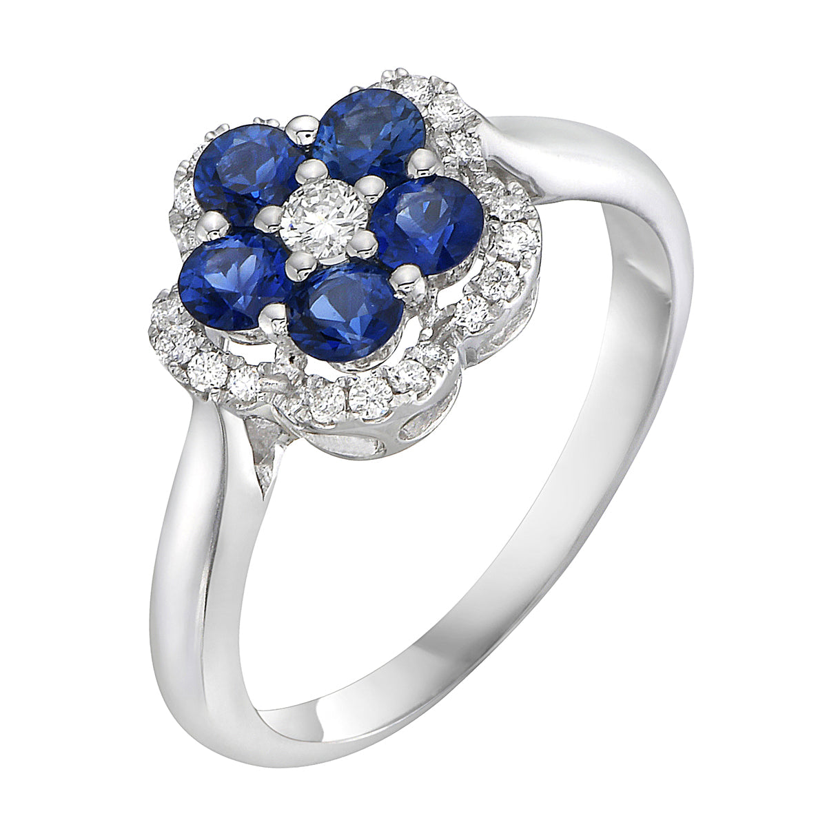14K White Gold Blue Sapphire Ring, 0.75ct