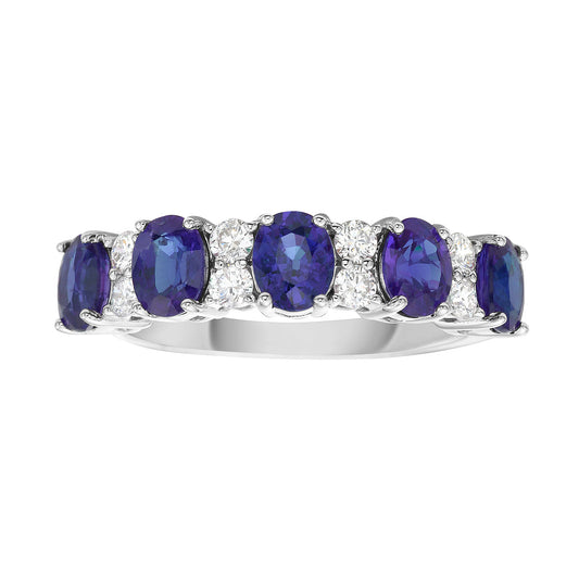 14K White Gold Blue Sapphire Ring