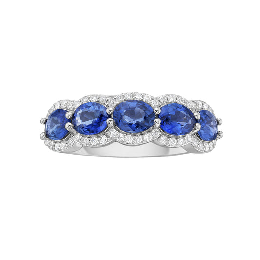 14K White Gold Blue Sapphire Ring, 5.5-6.5mm, 2.09ct
