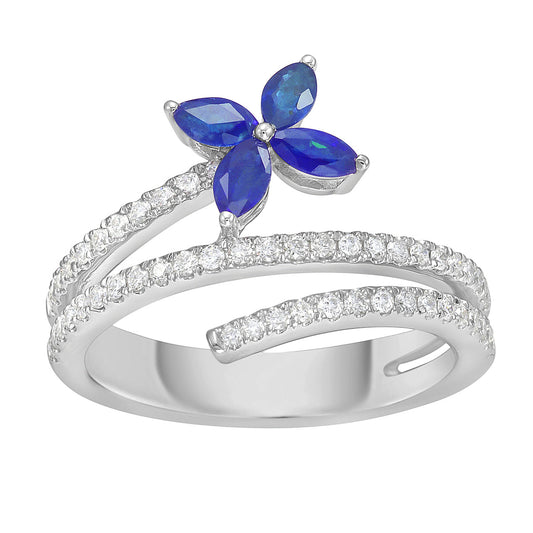 14K White Gold Blue Sapphire Ring, 0.37ct