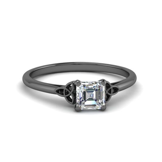 Celtic Knot Asscher Cut Solitaire Diamond Engagement Ring