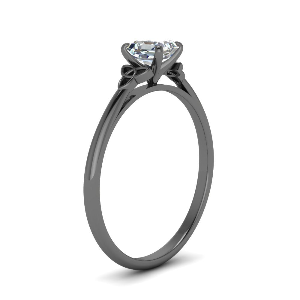 Celtic Knot Asscher Cut Solitaire Diamond Engagement Ring