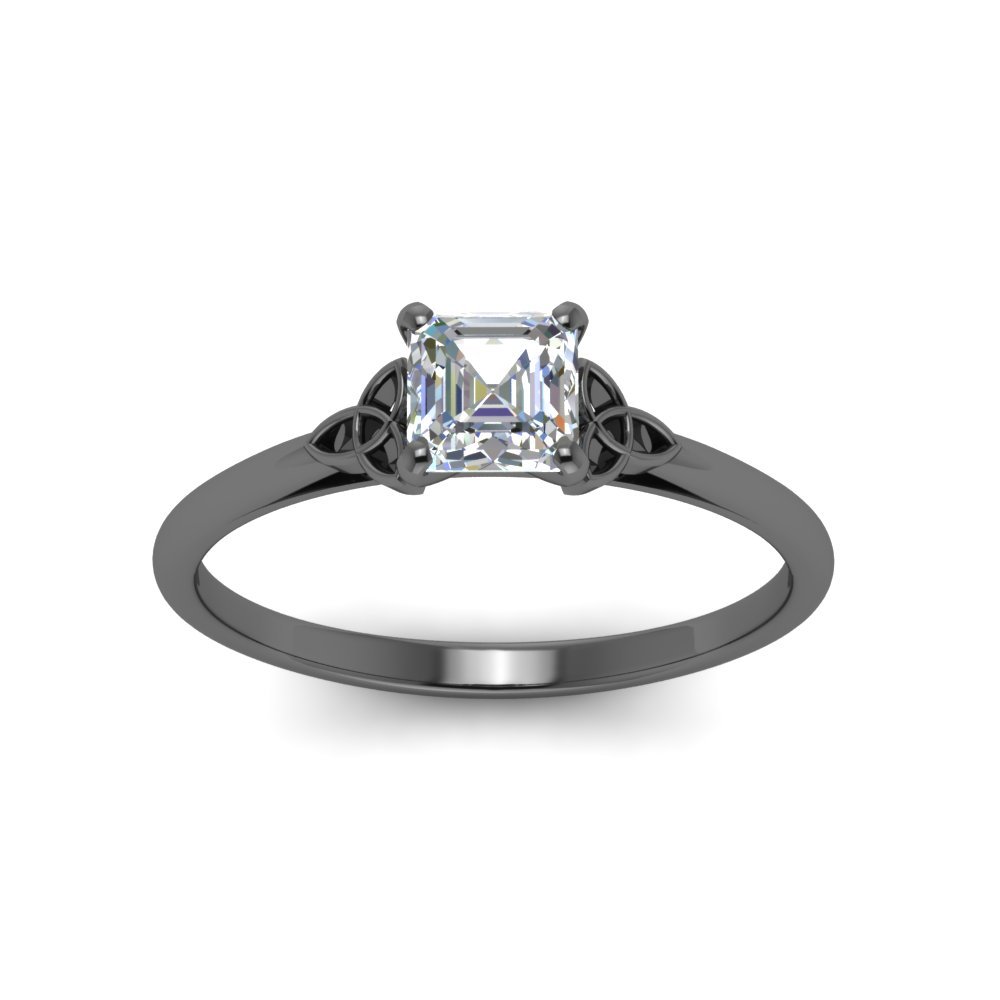 Celtic Knot Asscher Cut Solitaire Diamond Engagement Ring