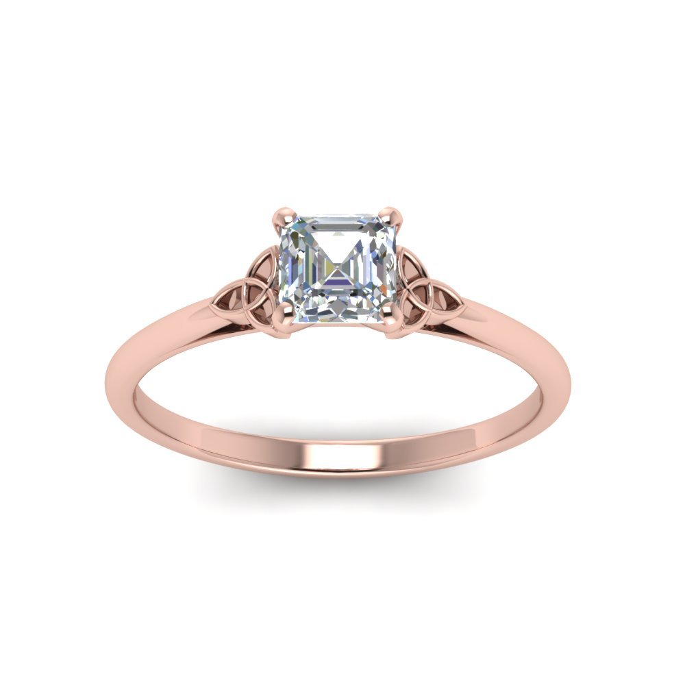 Celtic Knot Asscher Cut Solitaire Diamond Engagement Ring