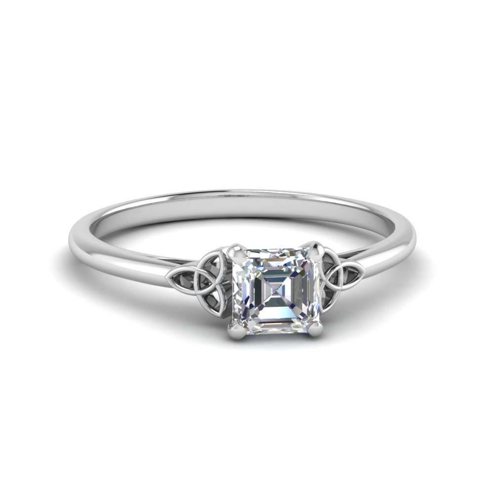 Celtic Knot Asscher Cut Solitaire Diamond Engagement Ring