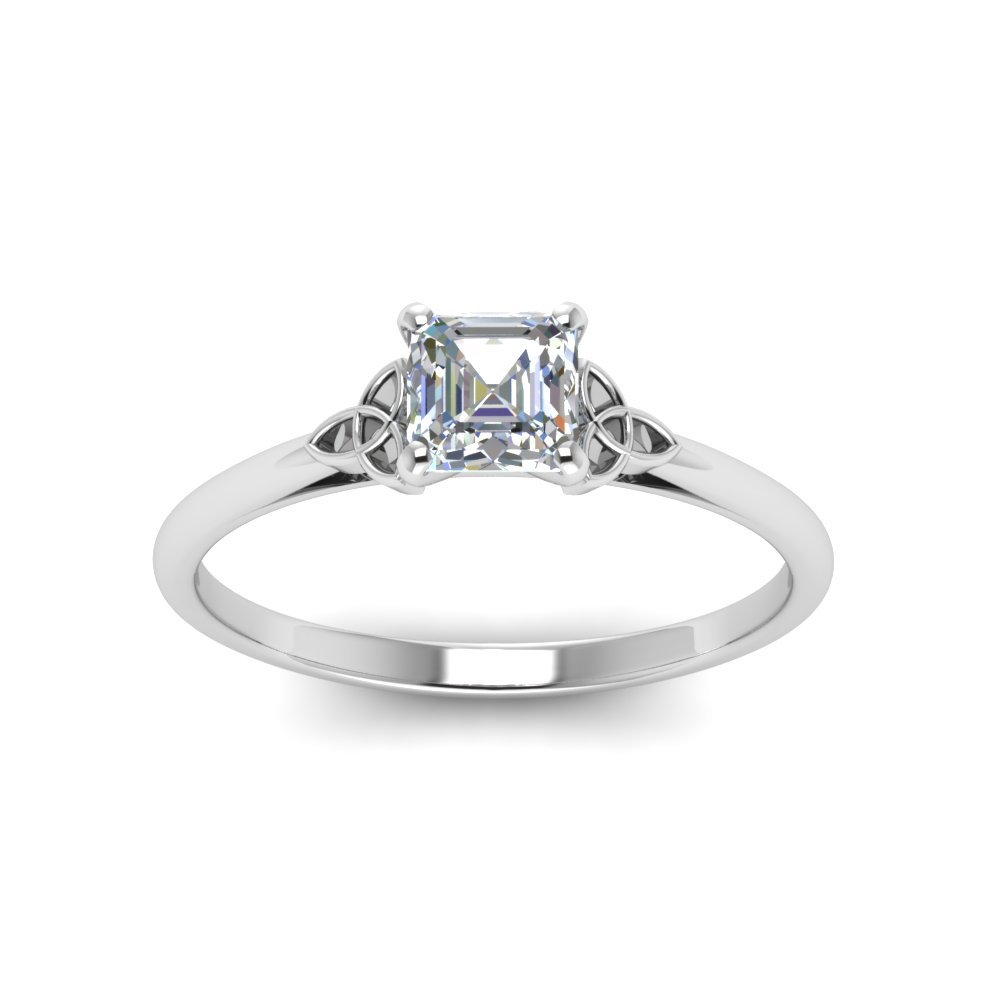 Celtic Knot Asscher Cut Solitaire Diamond Engagement Ring