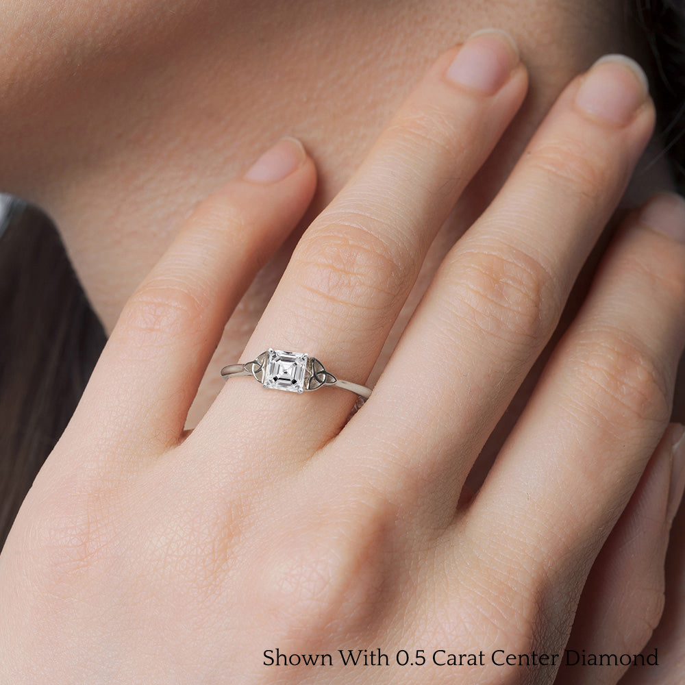 Celtic Knot Asscher Cut Solitaire Diamond Engagement Ring